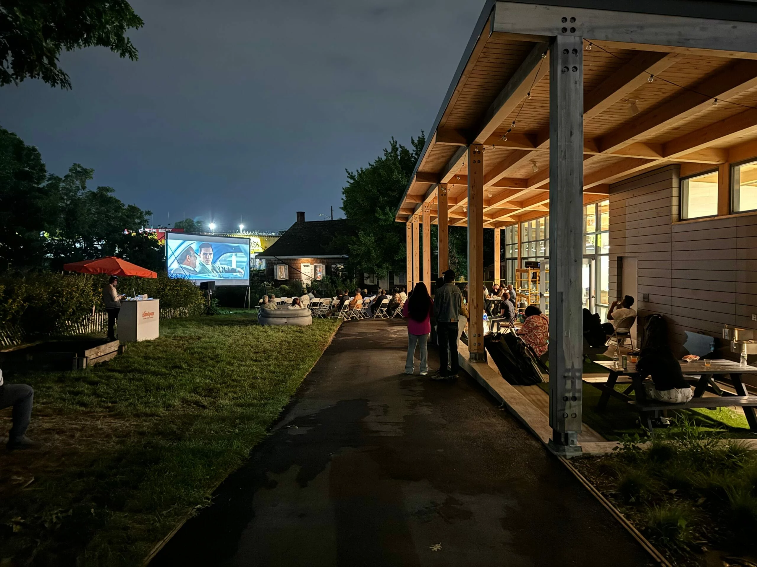 View of movie night event